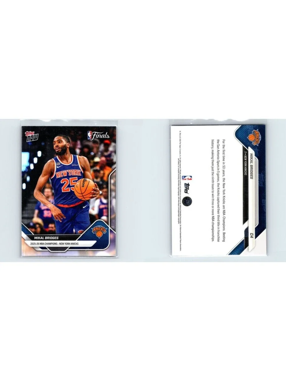 2025-26 Topps Now NBA Mikal Bridges #C4 New York Knicks Champions